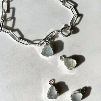 Carved Aquamarine Paperclip Chain Bracelet, 4 of 7