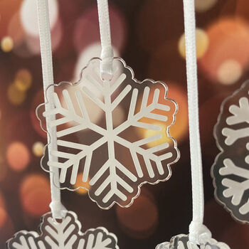 Mini Clear Snowflake Christmas Decorations, 2 of 4