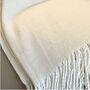 Cream Herringbone Throw, Super Soft, thumbnail 2 of 3