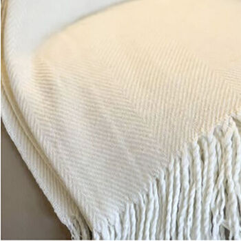 Cream Herringbone Throw, Super Soft, 2 of 3