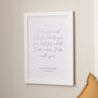 Lyric, Quote Or Vows Snippet Foiled Silver Anniversary Print, thumbnail 2 of 3