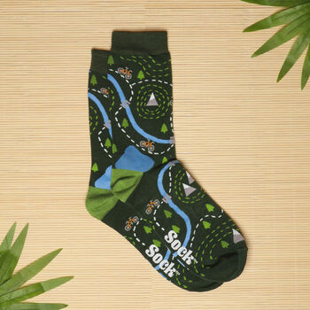 Men's Bamboo Socks Green Bike Map, 2 of 6