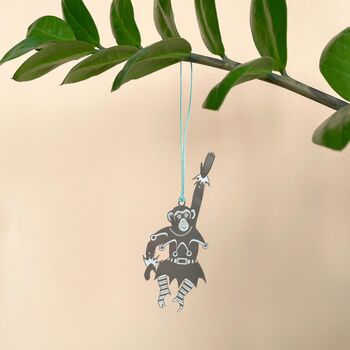 Chimpanzee Party Animal Christmas Tree Decoration, 2 of 5