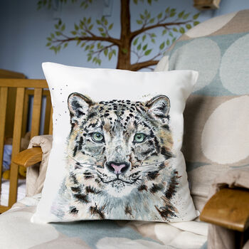 Inky Snow Leopard Large Luxury Cushion And Pad, 2 of 4