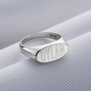 Personalised Engraved Oval Signet Ring, 4 of 7