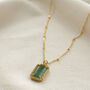 Gold Clear Aventurine Square Pendant Necklace, thumbnail 2 of 3
