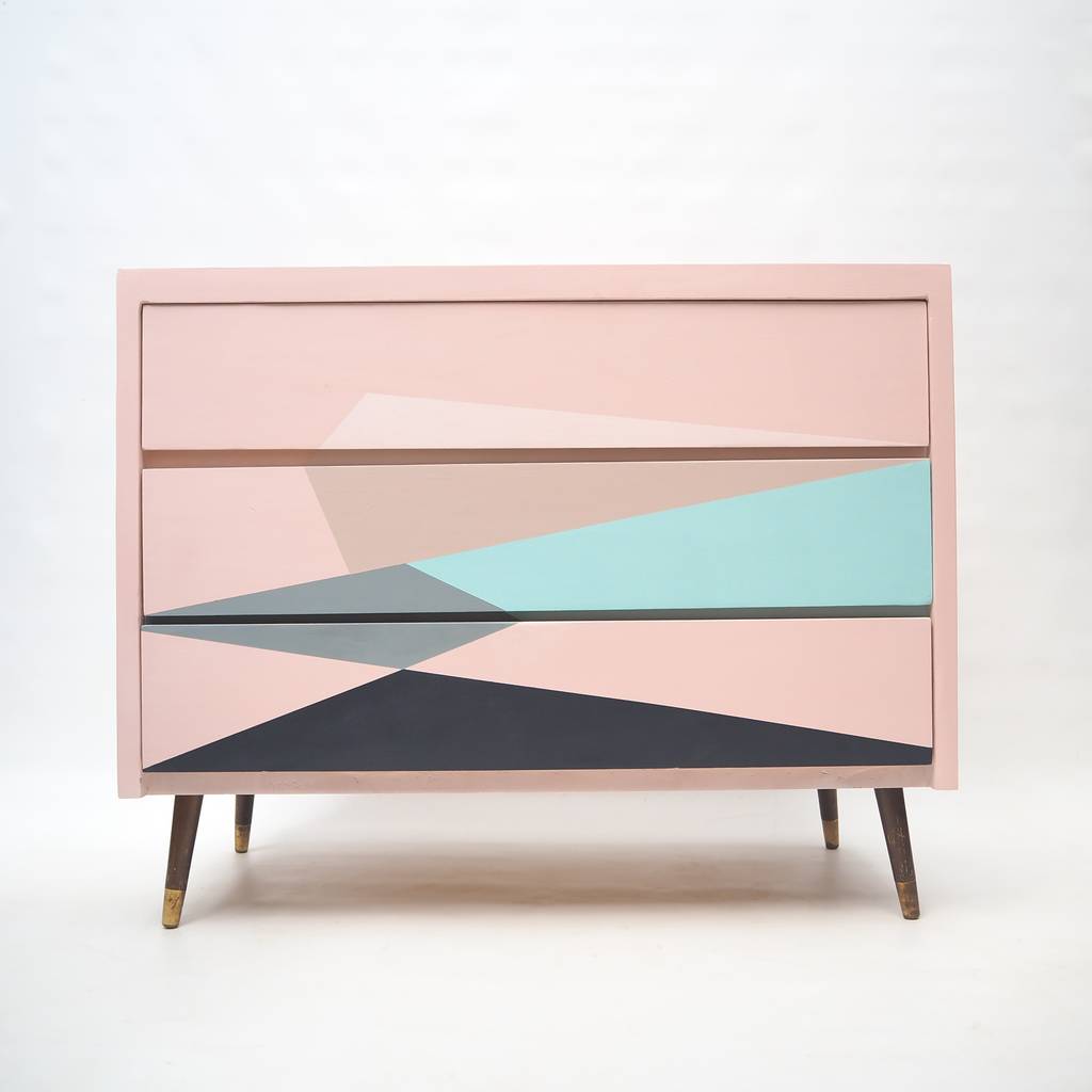 Mid Century Geometric Hand Painted Chest Of Drawers, 1 of 3