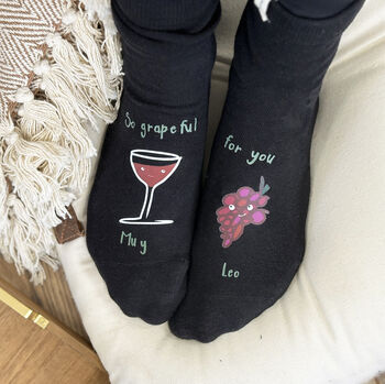 So Grapeful For You Valentine's Wine Socks, 3 of 5