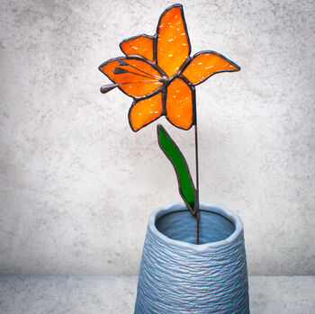 Orange Tiger Lily Stained Glass Flower, 2 of 3