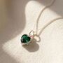 Mini Heart Silver Emerald May Birthstone Necklace, thumbnail 1 of 3