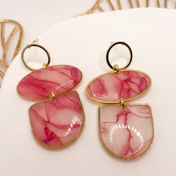 Pink Marble Statement Stud Earrings, Clay And Resin, 6 of 10