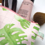 Cheese Plant Monstera Pink Grid Make Up Wash Bag, thumbnail 5 of 5