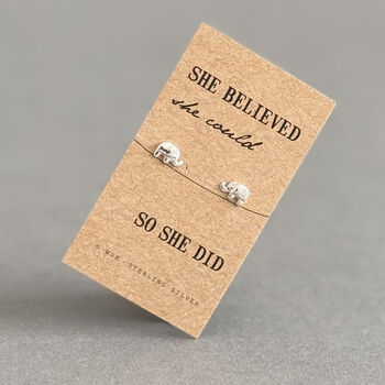 She Believed Sterling Silver Elephant Earrings, 2 of 12