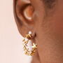 Starfish And Pearl Hoop Earrings In Gold Plating, thumbnail 1 of 4