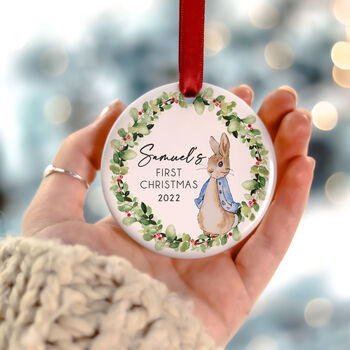 Baby Boy First Christmas Personalised Tree Decoration, 4 of 6