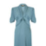 1940s Style Crepe Dress In Venice Blue, thumbnail 2 of 3