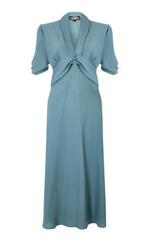 1940s Style Crepe Dress In Venice Blue, 2 of 3