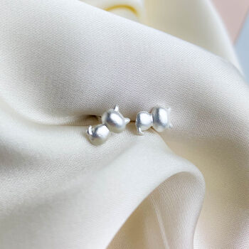 Textured Sterling Silver Cat Stud Earrings, 3 of 4
