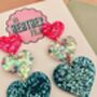 X Large Triple Heart Glitter Resin Earrings, thumbnail 5 of 5