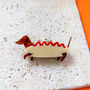 Dachshund Hot Dog Costume Halloween Perspex Brooch, thumbnail 3 of 3