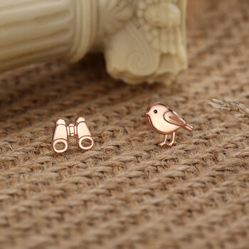 Sterling Silver Birdwatcher Mismatched Stud Earrings, 6 of 12