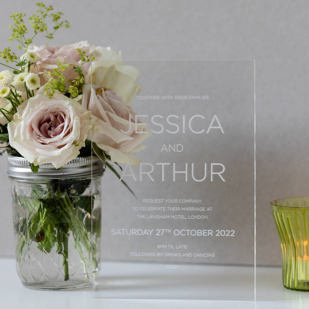 Clear Classic Acrylic Wedding Invitations By Twenty-Seven | notonthehighstreet.com