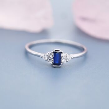 Sterling Silver Vintage Inspired Sapphire Blue Cz Ring, 7 of 12