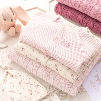 Blush Pink Baby Girls Floral Cluster Gift Set, 6 of 12