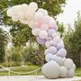 Pink, Lilac And Grey Balloon Arch With Hydrangeas, thumbnail 1 of 5