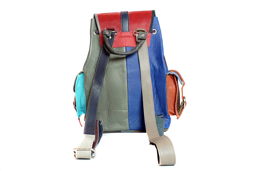 leather colourful backpack rucksack handbag unisex by what daisy did
