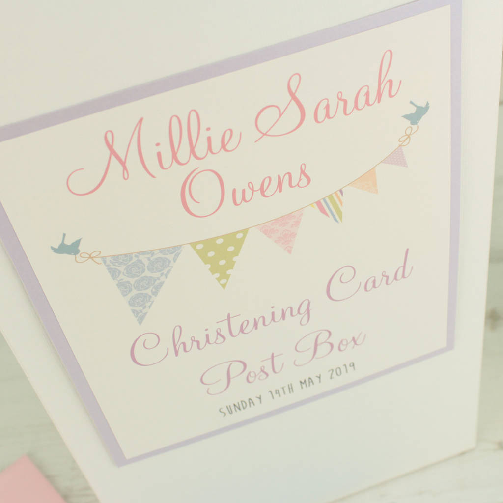Personalised Bunting Christening Post Box By Dreams To Reality Design