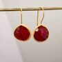 Dyed Red Ruby Sterling Silver Dangle Drop Earrings, thumbnail 1 of 8