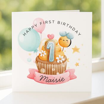 Personalised First Birthday Card For Baby Girl Daughter, 7 of 8