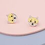 Cute Shiba Inu Dog Stud Earrings In Sterling Silver, thumbnail 1 of 9
