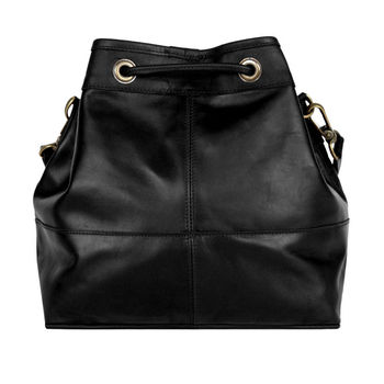 Personalised Black Leather Bucket Bag Handbag, 4 of 9
