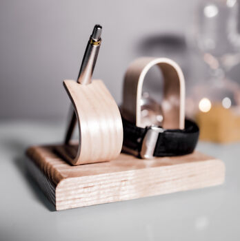 Luxury Ash Single Watch Stand With Pen Holder, 5 of 7