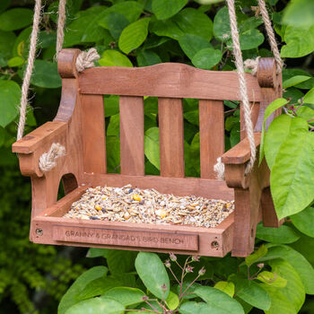 Personalised Wooden Memorial Bench Bird Feeder, 12 of 12