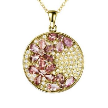 Pink Tourmaline 18k Gold Plated Blossom Necklace, 2 of 4