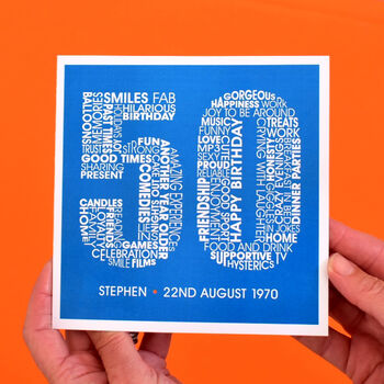 Personalised Name And Date 50th Birthday Card, 2 of 3