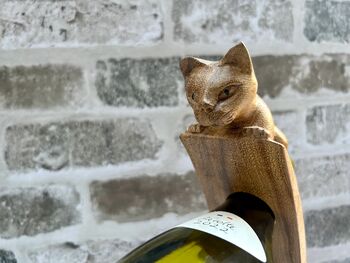 Wooden Cat Wine Bottle Holder Tabletop Wine Rack Gift, 9 of 9