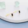 Sterling Silver Tiny Black Baguette Cut Cz Huggie Hoop Earrings, thumbnail 4 of 10