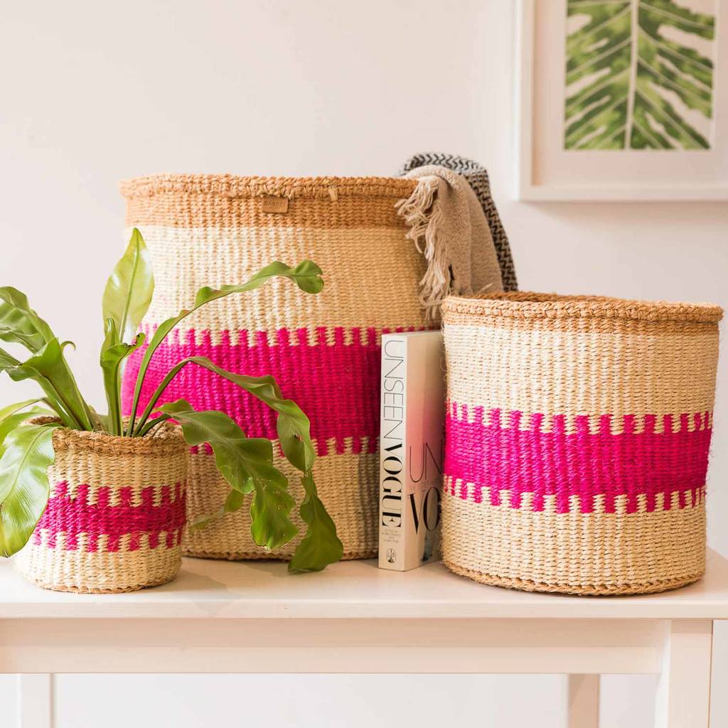 Pink And Natural Storage Basket By The Basket Room