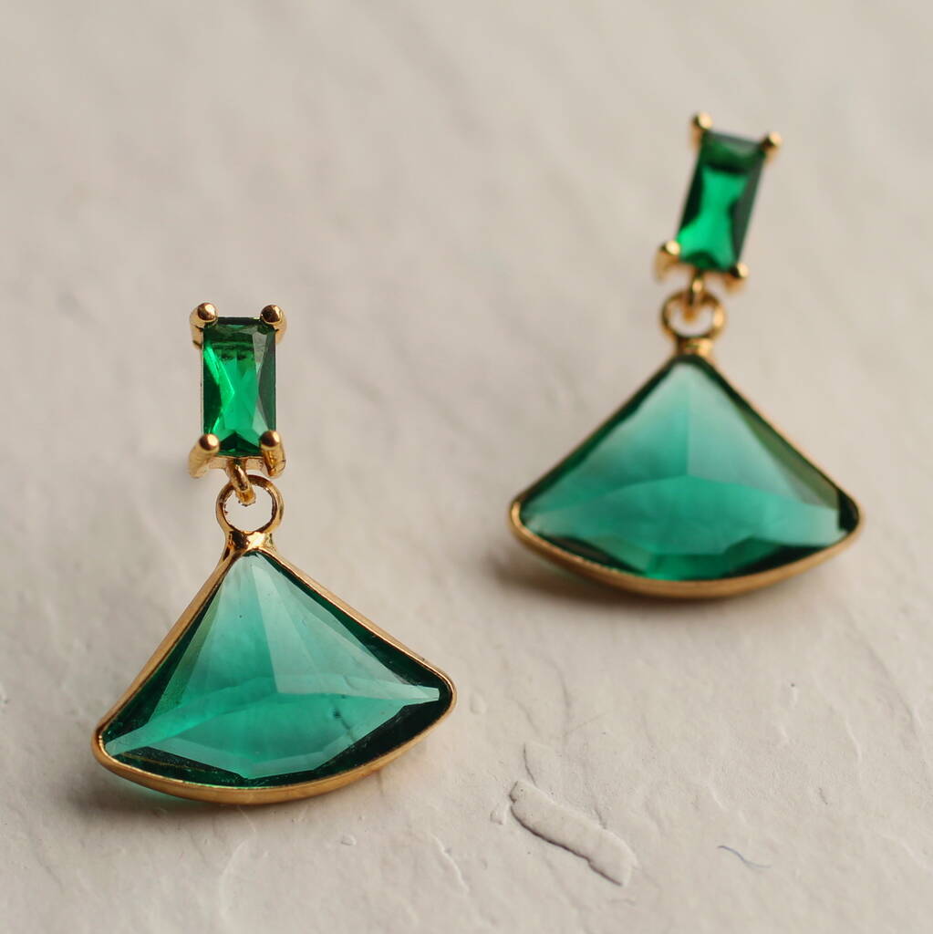 Art Deco Emerald Baguette Earrings, 1 of 9