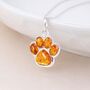 Personalised Sterling Silver Baltic Amber Paw Print Pendant Necklace, thumbnail 1 of 9