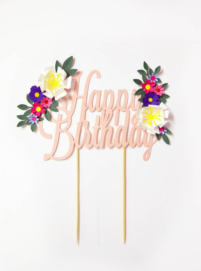 happy birthday flower cake topper 1 set unicorn birthday cake topper