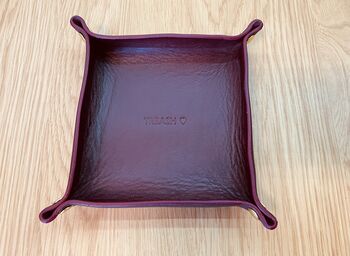 Personalised Burgundy Leather Desk Accessories Tray, 5 of 12