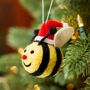 Christmas Hat Bumble Bee Felt Hanging Tree Decoration, thumbnail 2 of 2