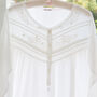 Women's White Cotton Long Sleeve Nightdress Yoke, thumbnail 4 of 4