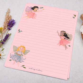A5 Pink Letter Writing Paper With Garden Fairies, 3 of 4