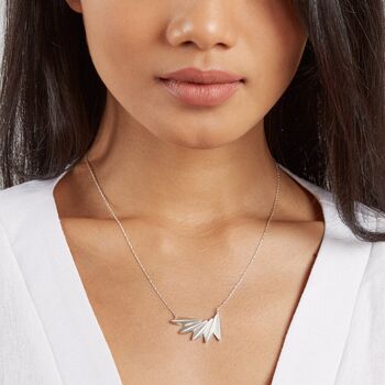 Sterling Silver Geometric Fan Necklace, 9 of 10